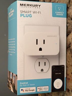 Merkury Smart Wifi Plug-Compact Design-Control by App or Voice-NEW-SEALED